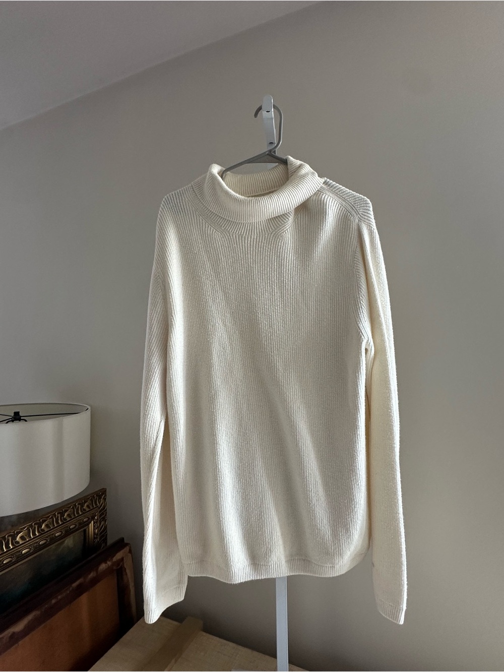 Buck Mason Cream Turtleneck Ribbed Sweater